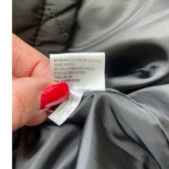 Calvin Klein Black Quilted Puffer Coat Full Zip &‎ Snap Collared Size Small - Picture 11 of 11